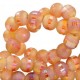 Glaskralen mat holographic line 4mm Ginger peach